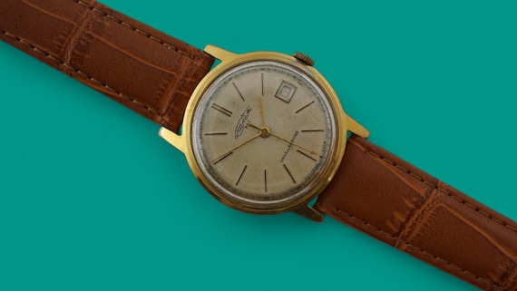 Vintage POLJOT Space Rockrt KL.1 soviet mechanical watch wristwatch, gold plate
