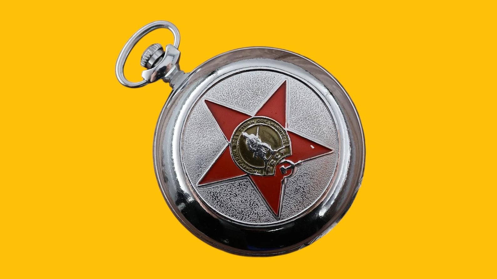 Vintage Soviet Mechanical Single Hunter Pocket Watch Molnija 3602