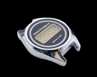 Nuevo reloj de pulsera digital de cuarzo Electronica 5 con caja plateada de stock antiguo para mujer con pantalla LCD