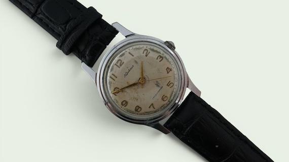 Vintage early wristwatch unisex POLJOT 16j dress watch USSR mechanical wristwatch