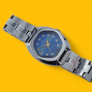 Vintage automatic ladies watch Luch blue dial cal.1816 21 jewels beautiful self - winding soviet mechanical women's wristwatch
