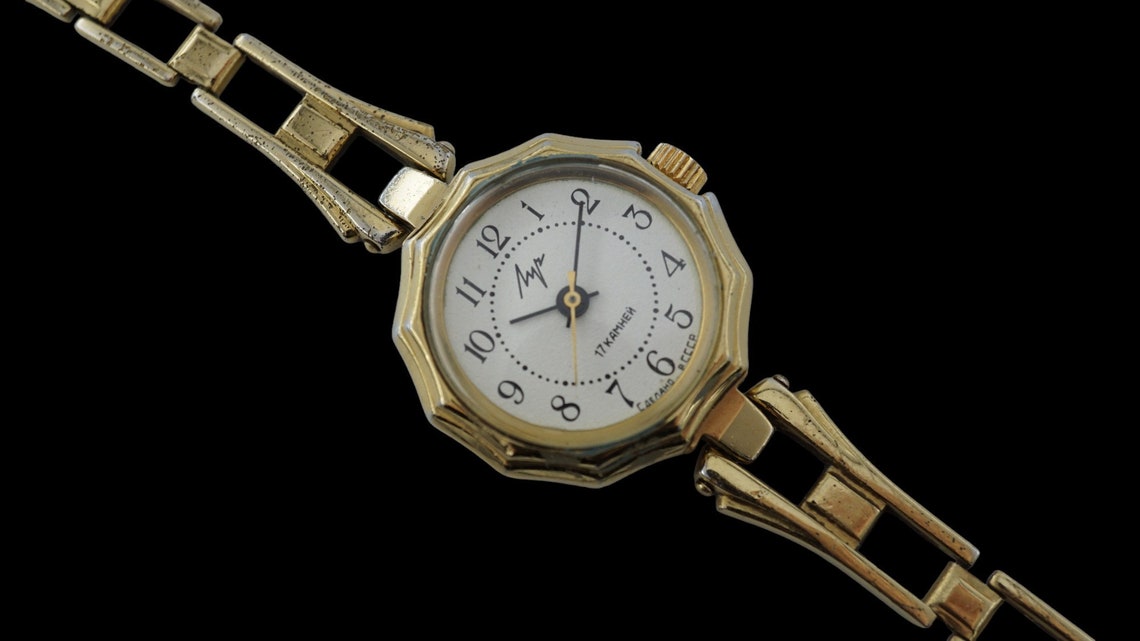 Vintage ladies cocktail watch Luch 1809 beautiful bracelet soviet mechanical women's wristwatch USSR, foto 2 di 5