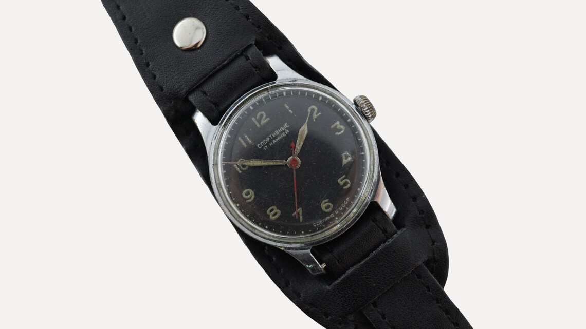 VTG early Sportivnie 1MChZ sports soviet watch 17j mechanical ussr wristwatch, civilian version of Sturmanskie, stop second, photo 3 sur 5