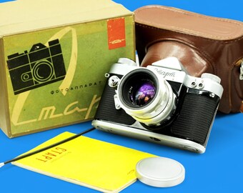 Vintage KMZ START Soviet 35mm SLR Film Camera, Lens Helios 44 2/58