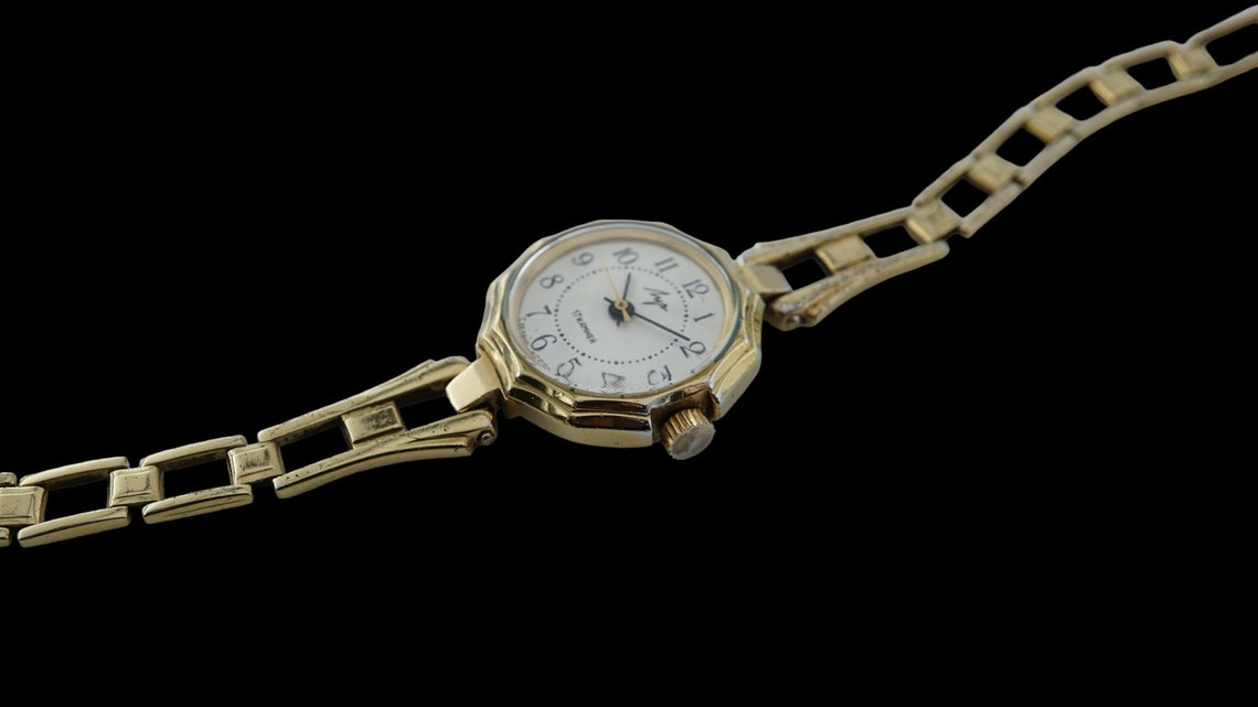 Vintage ladies cocktail watch Luch 1809 beautiful bracelet soviet mechanical women's wristwatch USSR, foto 4 di 5