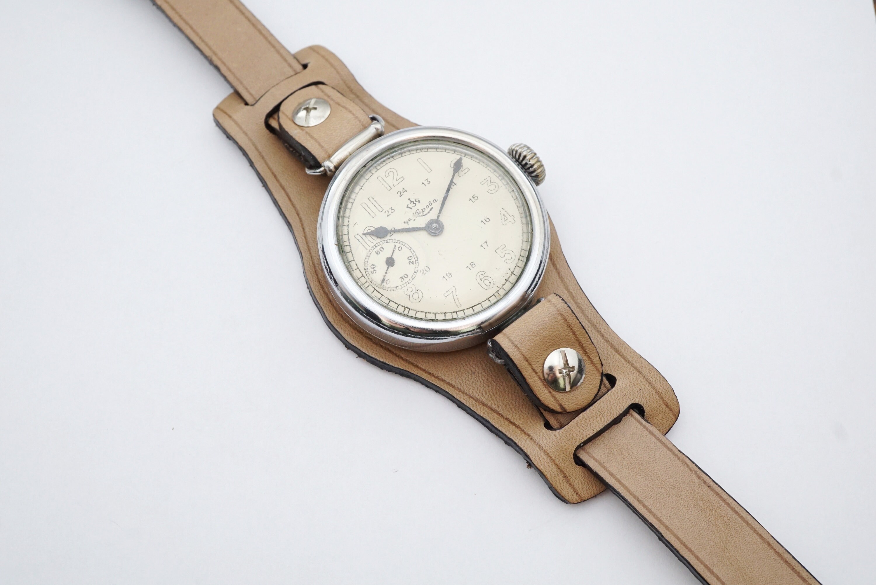 Leather STRAP Band WRISTBAND For Kirovskie Watch Kirovka 1MChZ Military WWII