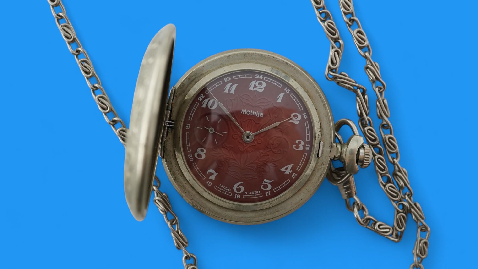 Vintage Soviet RARE MOLNIJA Cal.3602 Pocket Watch Firebird