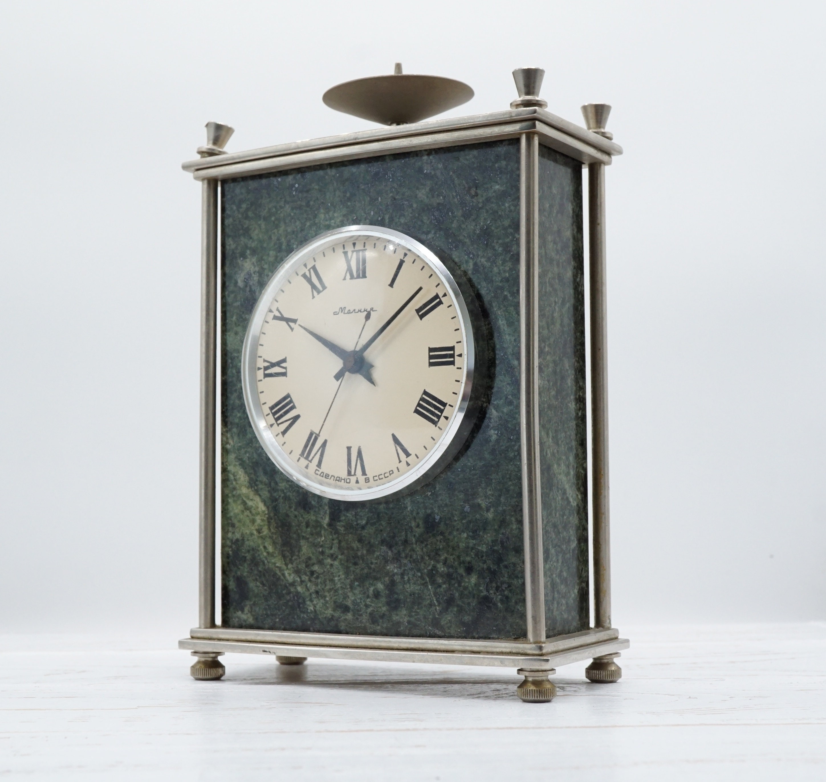 インテリア時計 Vintage 1960s mec Clock Vintage 1960s Soviet Mantel Marble Clock Molnija Mechanical USSR