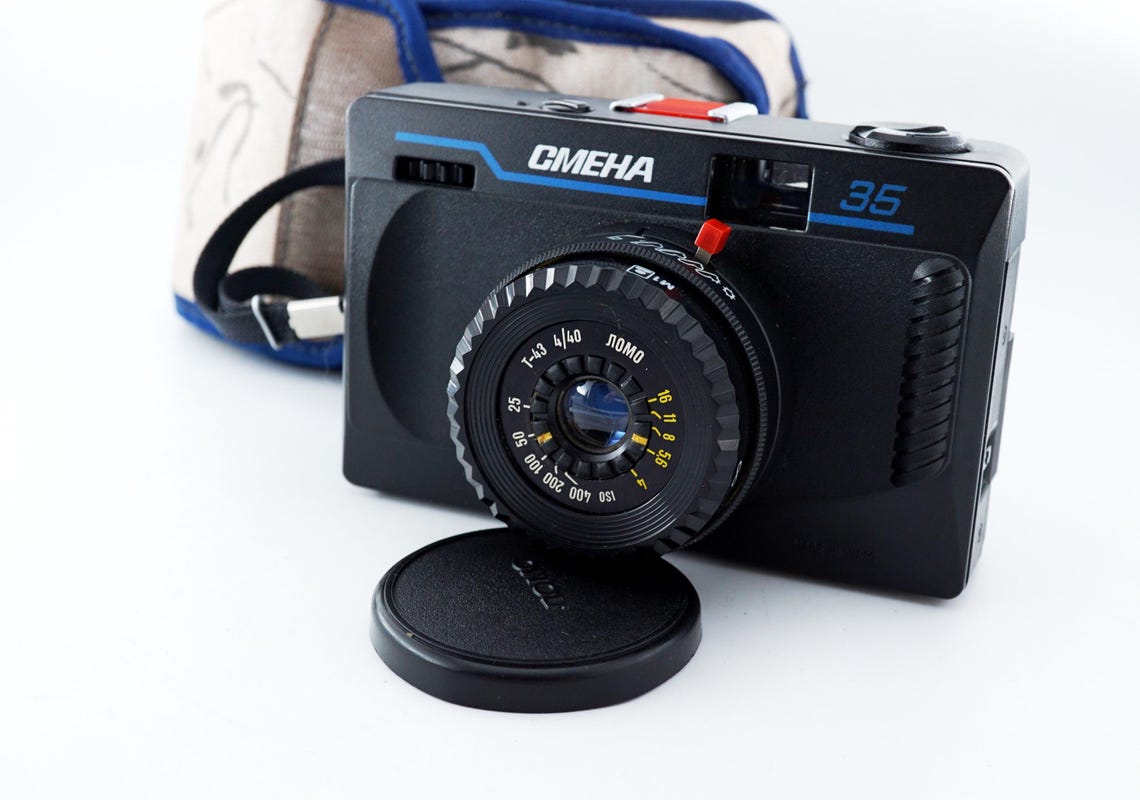 Vintage 35mm compact film camera LOMO Smena 35 lens Triplet T-43 4/40, foto 2 di 5