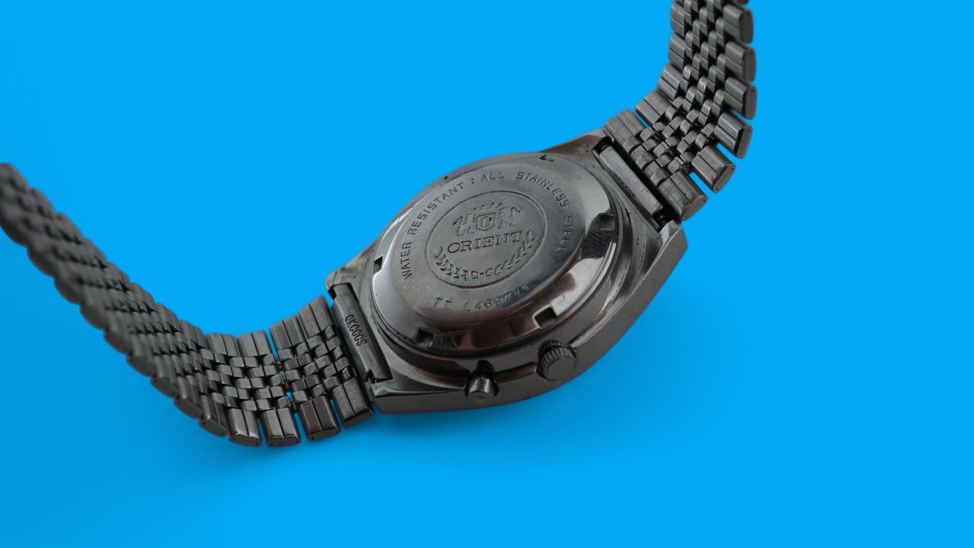 ヴィンテージ自動巻き日本製腕時計 ORIENT クリスタル 3 スター 21 石 