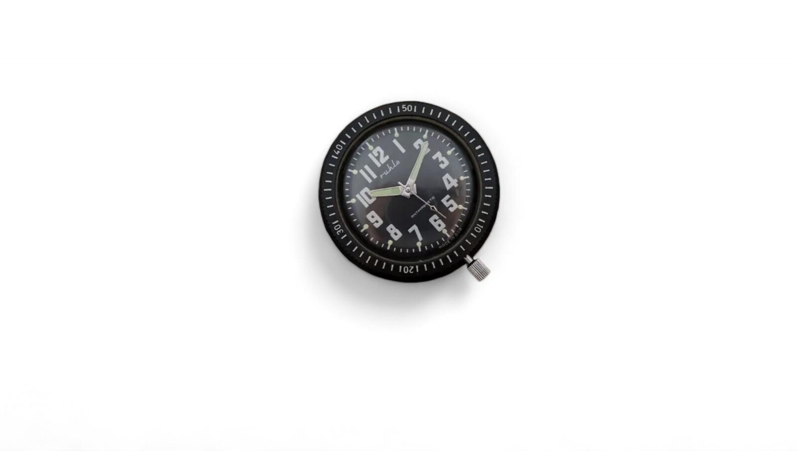Vintage Black GDR Germany Mechanical Watch RUHLA With Magnetic