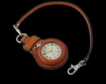 New! WW1 Times New Leather Case for Pocket Watch 55mm WWII, Orange