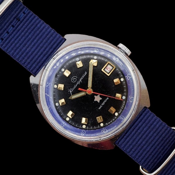 montre militaire soviétique vintage Vostok 2234 18 bijoux Komandirskie arrêter deuxième montre-bracelet mécanique Zakaz MO URSS, stop-sec