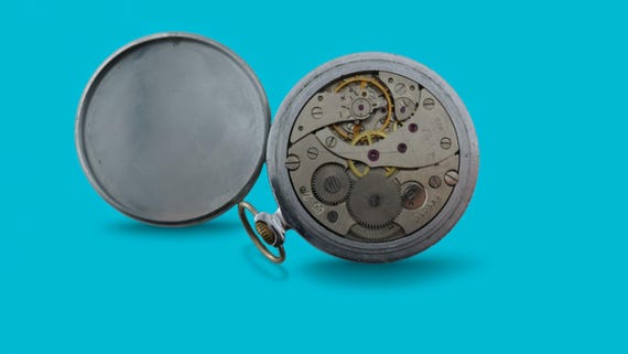 Vintage Genuine Soviet Mechanical Pocket Watch Molnija Cal.3602 18