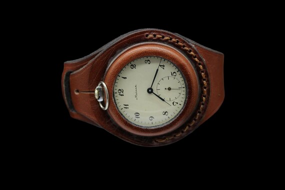 Pulsera antigua hecha a mano de la Primera Guerra Mundial nueva correa de cuero marron para reloj de bolsillo 45mm Segunda Guerra Mundial Etsy Espana
