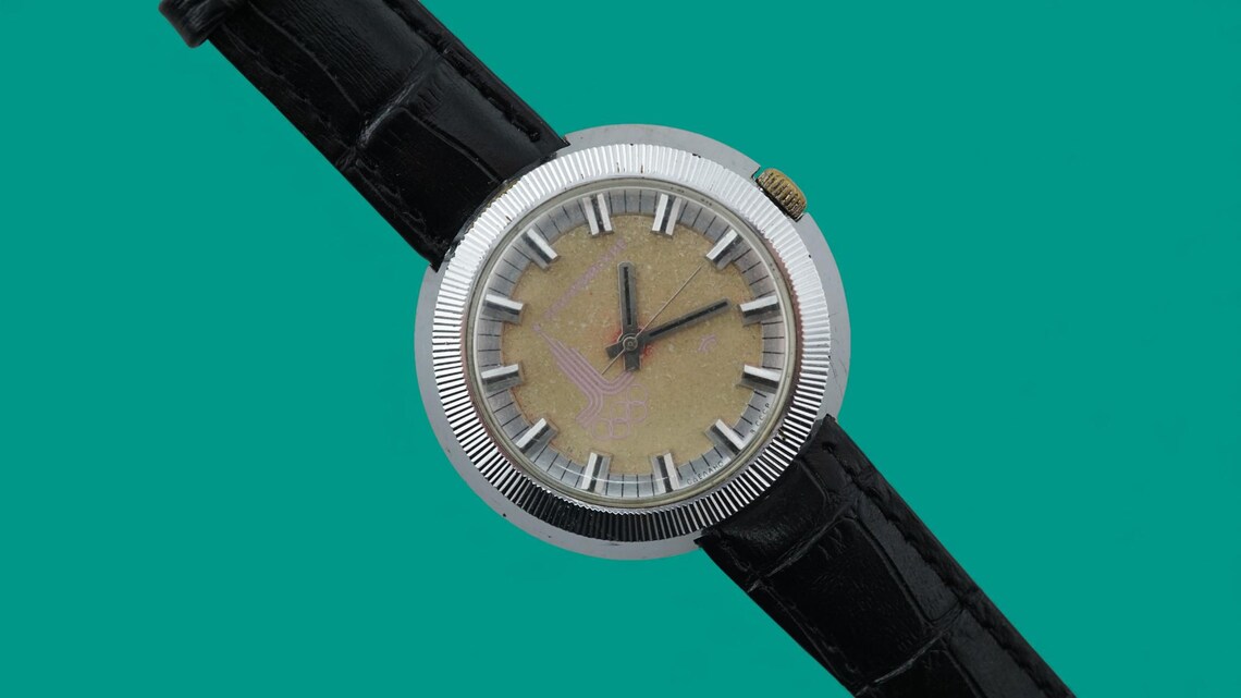Vintage men's watch Raketa Cheburashka Olympic 1980 19 jewels cal.2609HA mechanical soviet wristwatch ussr, foto 4 di 5