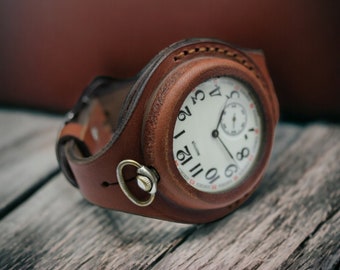 leather wristband pocket watch wrist band