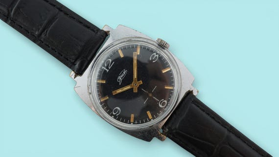 Vintage genuine ZIM cal.2602 15 jewels soviet mechanical men's watch USSR, black dial
