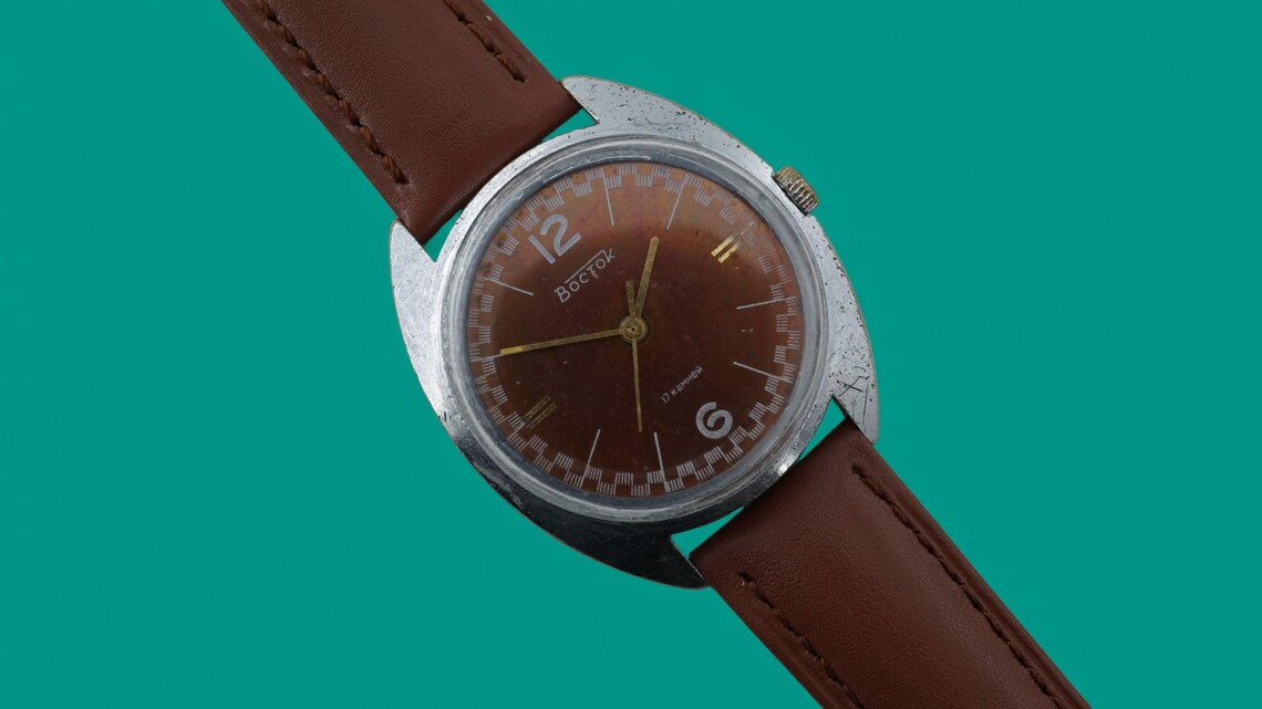 Vintage soviet watch Vostok 18j cal.2214 USSR men's Wostok mechanical wristwatch, foto 3 di 5