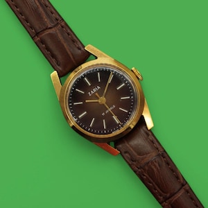 Orologio da donna vintage Zarja cal.2009.1A Zaria 17 rubini, cassa placcata in oro AU10, quadrante rotondo, orologio da polso meccanico sovietico da donna SF
