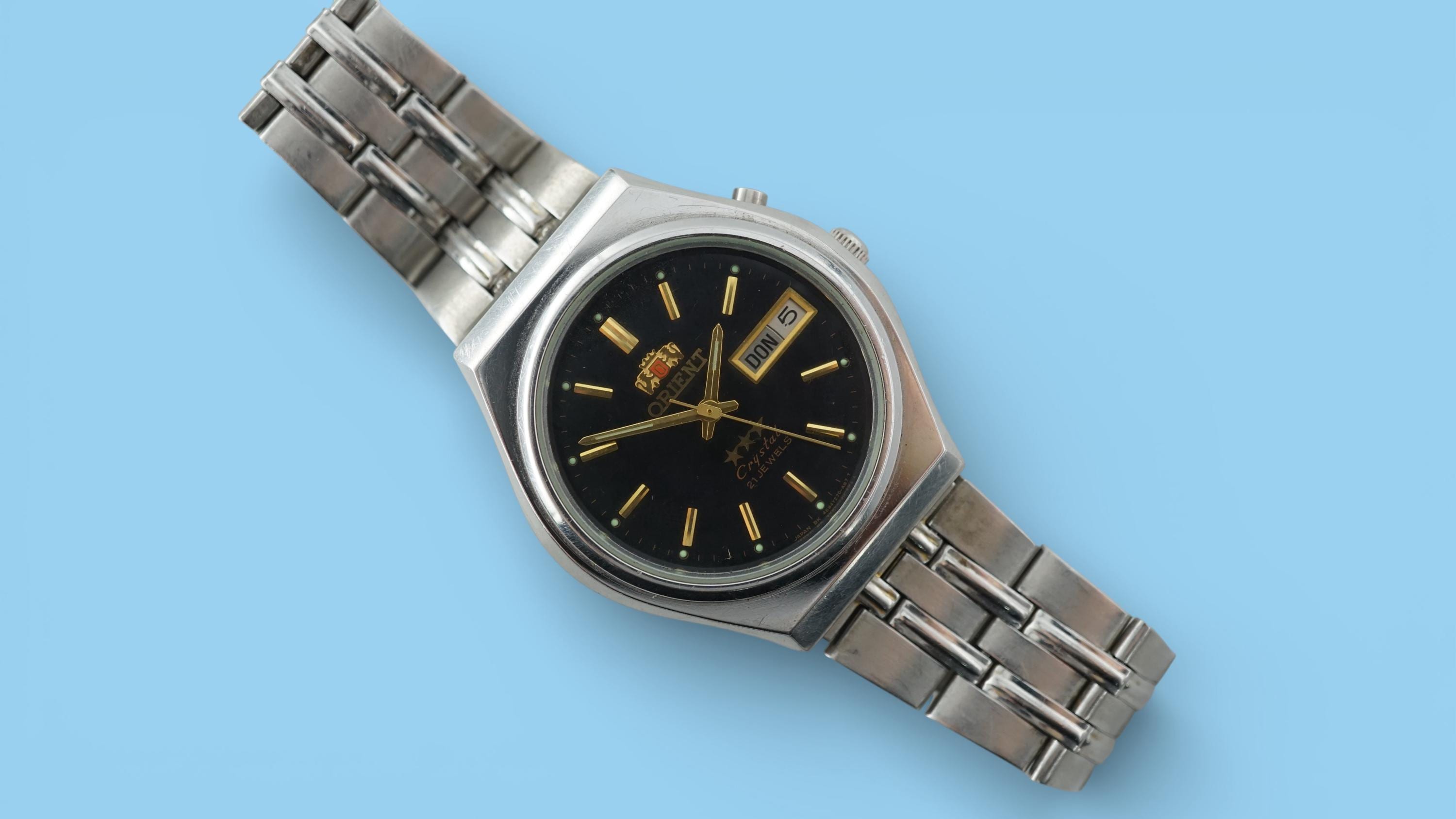 Vintage Black Dial Automatic Japan Stainless Steel Watch ORIENT 3