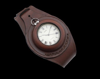 Antique WW1 times New brown handmade leather STRAP Band WRISTBAND For Pocket Watch 38-40mm WWII