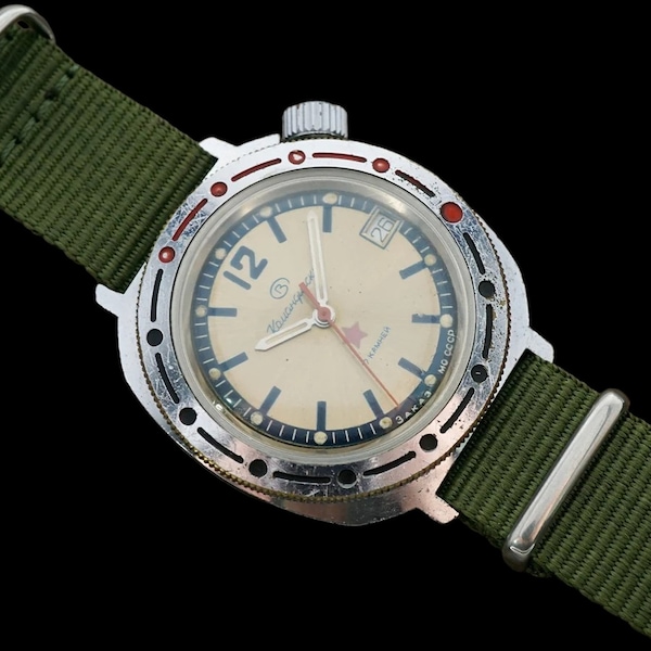 montre militaire soviétique vintage Vostok Komandirskie 17 bijoux montre-bracelet mécanique de plongée URSS Diver zakaz MO