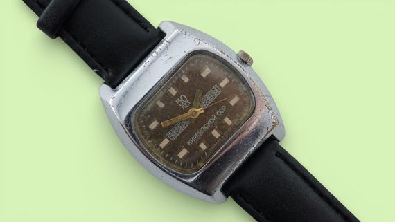 Vintage men's watch Raketa TV cal.2609.H USSR 19 jewels mechanical soviet wristwatch dress watch, 50 years of the Kirghiz SSR