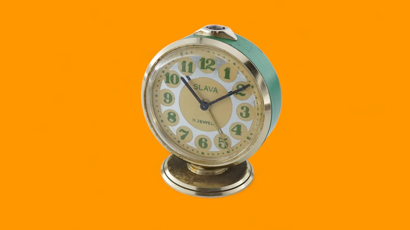 Vintage Slava 11 Jewels Alarm Soviet Clock Mechanical Manual