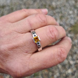 Citrine ring, 925 silver and black spinel.
