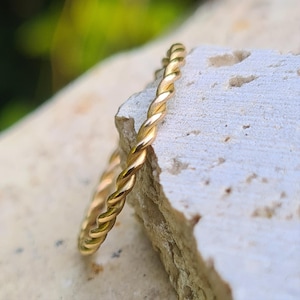 NEW 18K gold, unique stackable twist ring for women.