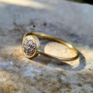 TO SEND, 18K yellow and white gold ring with diamonds, women&#39;s engagement ring.
