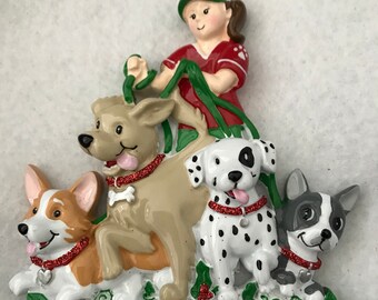 dog walker ornament