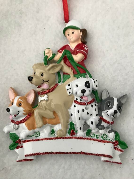 dog walker ornament