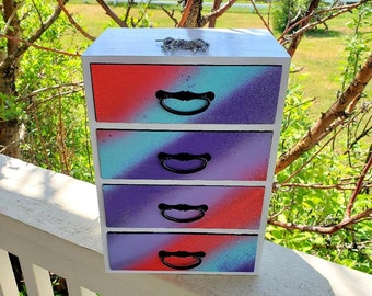Wood Mini Dresser Unicorn Jewelry Box - Unicorn - Rainbow Jewelry Box - Glitter Jewelry box - Unicorn Rainbow Jewelry Box