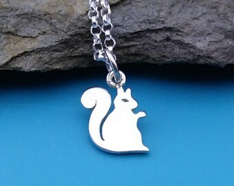 Tiny Squirrel Necklace,  Squirrel Jewelry, Woodland animal jewelry, birthday gift for kids