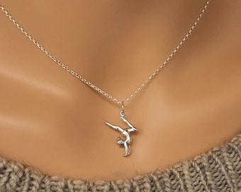 Gymnast Necklace or Charm - Sterling Silver Gymnastic Charm, Gift for Girls, Gift for her, Gymnast jewelry, for women, coach, teacher, S1505