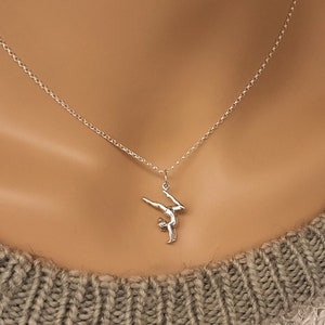 Gymnastics Necklace or Gymnast Charm Gymnastics Jewelry for Girls, Sterling Silver Gymnastic Pendant, Dance Recital gifts S1505 image 1