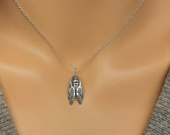 Silver Cicada Necklace, Bug Jewelry, Cicada Jewelry, Transformation Necklace