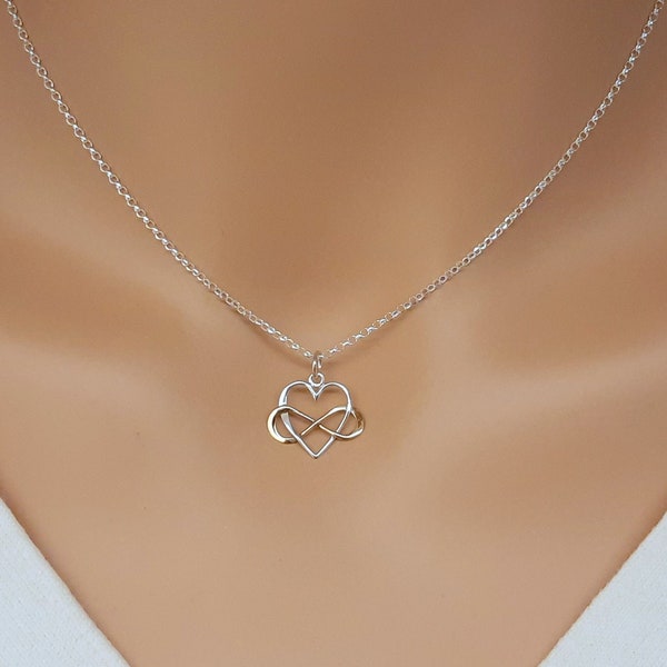 Infinity Heart Necklace symbol of Infinite love - Heart with Infinity Necklace, Gift for Friend Sister Mother, Birthday Graduation