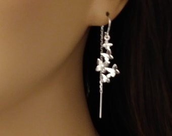 Butterfly Earrings, Threader Earrings, Sterling Silver Dangling  Earrings, Cluster Butterfly Jewelry, Gifts for Girls | E6346