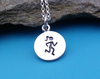 Runner Necklace - Running Girl Charm, Sterling Silver, Jogging Jewelry - Track Necklace - Gift for Her, women, girls, Outdoor Sports