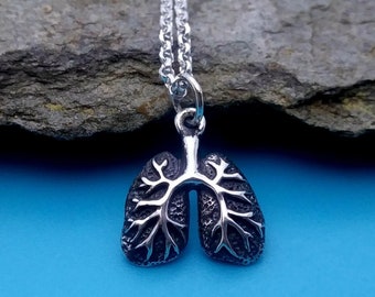 Lungs Necklace, Lungs Charm Sterling Silver, Gift for Medical Students, nurses, pulmonologist Doctors, pulmonary specialists