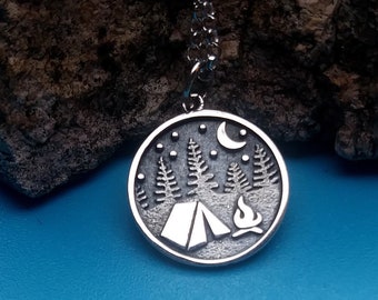 TEAMER Waterfall Tent Pine Pendant Necklace with Pattern Star Mountain Outdoor Camping Necklace TEAMER Waterfall Tent Pine Pendant Necklace with Pattern Star Mountain Outdoor Camping Necklace