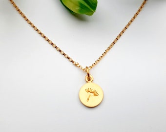 Tiny Dandelion Necklace - Gold Vermeil, Gift for Women, Wish Necklace, Dainty Flower Necklace