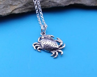 Crab Necklace, Crab Charm, Crab Pendant, Crab Jewelry, Seacoast Jewelry, Coastal jewelry