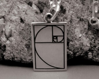 Fibonacci Sequence Necklace, Golden Ratio Pendant, Mathematics Golden Ratio charm gift for men, teacher, engineers, Fibonacci Jewelry