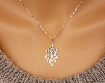 Sterling Silver Oak Leaf Necklace - Gifts for strong and wise women, symbol of endurance