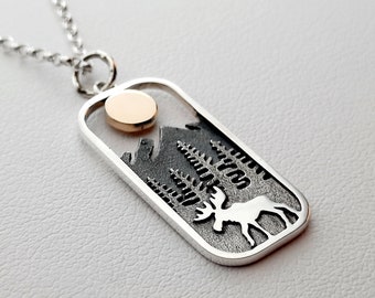 Sterling Silver Womens 1mm Box Chain Moose Couple Partners Dancing Pendant Necklace Sterling Silver Womens 1mm Box Chain Moose Couple Partners Dancing Pendant Necklace
