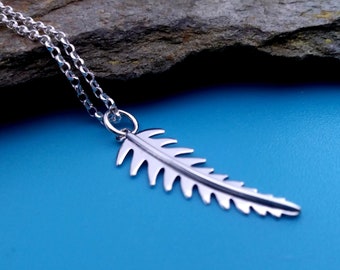 Fern Leaf Charm or Necklace - 925 Sterling Silver Leaf Pendant - Fern Pendant